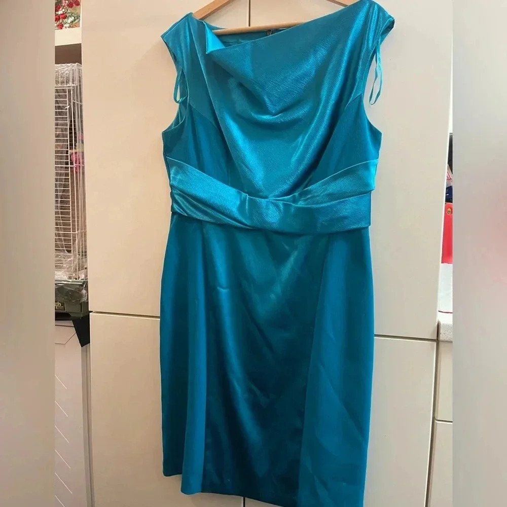 DONNA RICCO NEW YORK Womens Blue Metallic Sleeveless Cocktail Dress Size12